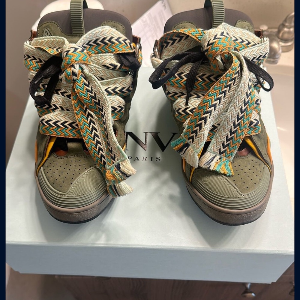 Lanvin Women's Green and Orange High-Top Sneakers